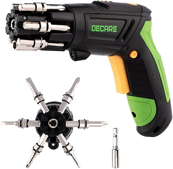 Buy Decare Rechargeable Cordless 3.6V Power Screw Gun with 6 Bits, 1 Extension Adapter, and LED Light 