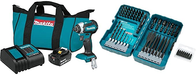 Buy Makita XDT131 18V LXT Lithium-Ion Brushless Cordless Impact Driver Kit (3.0Ah) with 70-piece T-01725 Contractor-Grade Bit Set 