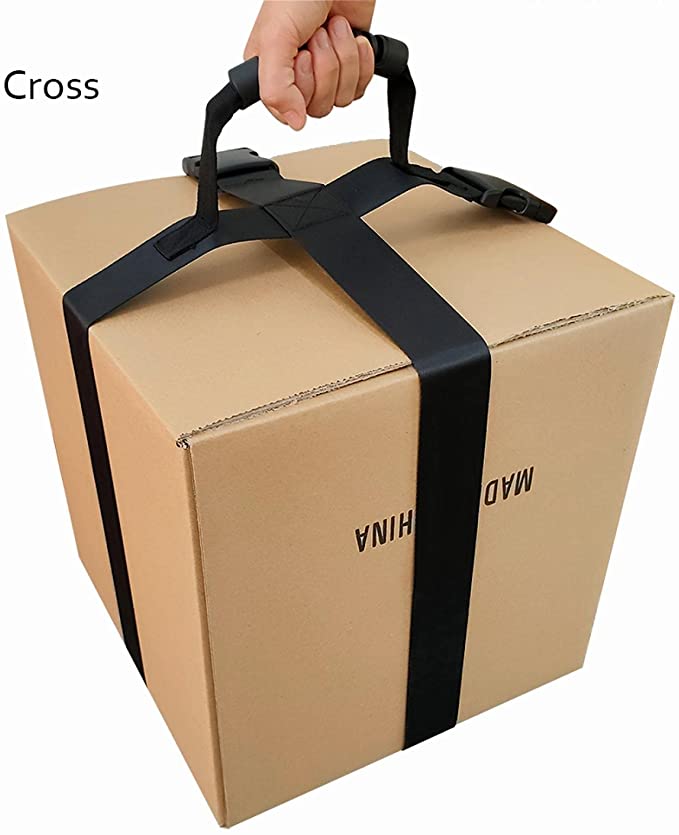 Buy Non-Slip Adjustable Belt, Carrying Strap with Handle for Safely Moving and Lifting and Carrying Heavy Boxes, Groceries, and Luggage (Cross Style)  