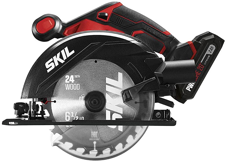 Buy The SKIL 20V 6-1/2-Inch Cordless Circular Saw comes with a 2.0Ah PWR CORE 20 Lithium Battery and Charger - CR540602. 