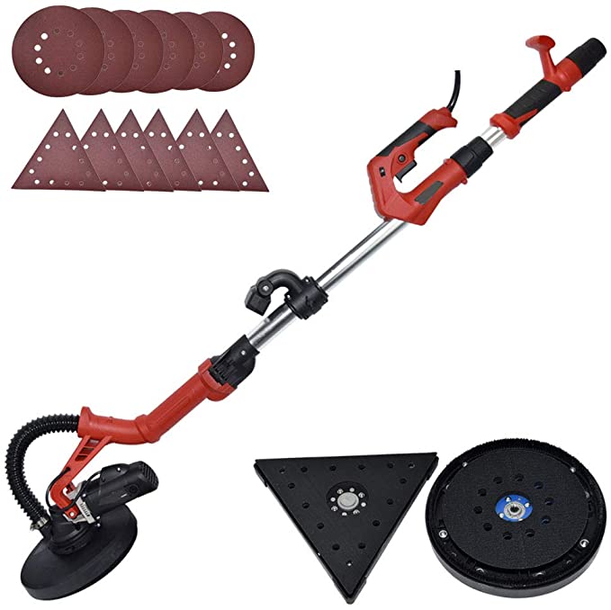 Buy Electric Drywall Sander - 6.5A Dual-Head Automatic Vacuum System, Variable Speed 1200-2500 RPM/12 Sanding Discs/Extendable Hand/Long Dust Hose 