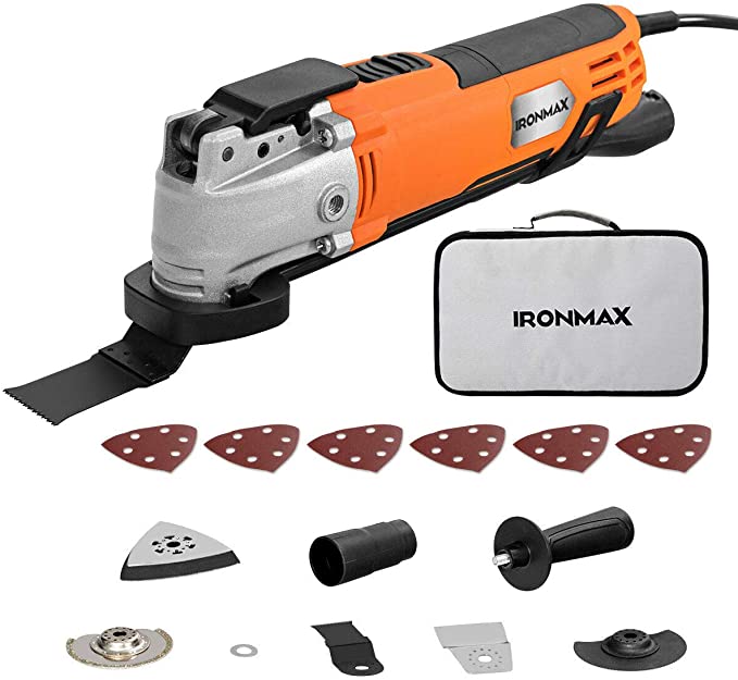 Buy Goplus 1.5A Oscillating Multi Tool with 3° Oscillation Angle, Variable Speeds, Dust Collection, and 14pcs Accessories for Cutting, Sanding, Trimming, and Removing Flooring 