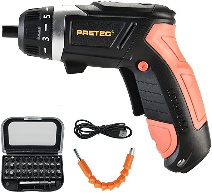 Buy PRETEC Cordless 30 in 1 Screwdriver Electric Rechargeable Screwdriver 3.6V Lithium Ion Screw Guns with Battery Indicator 30Pcs Screwdriver Bits Front LED Light Rechargeable via Micro USB... 