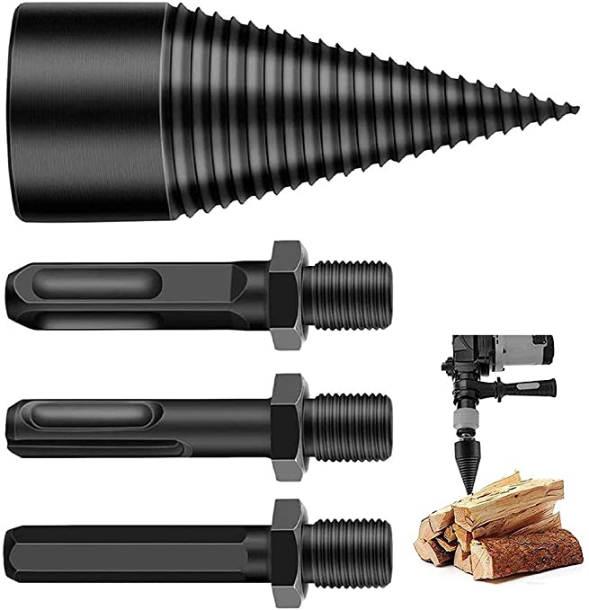 Buy CABINAHOME Firewood Drill Bit, Kindling Log Splitter Heavy Duty Drill Screw, Removable Log Splitters? Electric Drill Cone Driver Hex+Square+Round (32)  