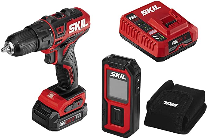 Buy PWRCore 12 Brushless 12V 1/2 Inch Cordless Drill Driver and 100 Foot Laser Distance Measurer and Level, with 2.0Ah Lithium Battery and PWRJump Charger - CB737501 