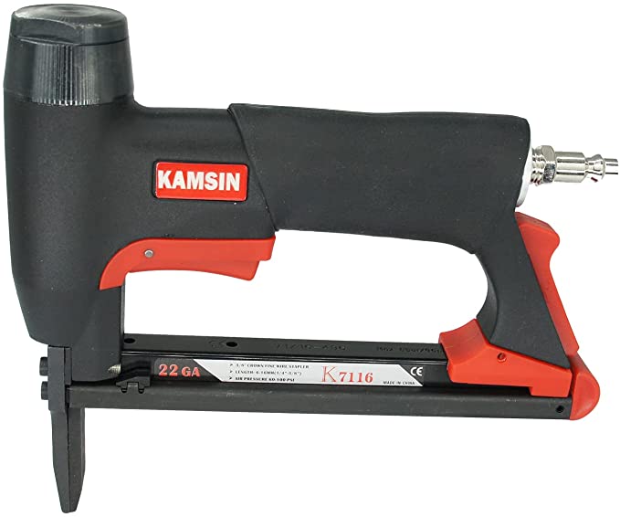 Buy KAMSIN #7116L 22 Gauge Pneumatic Upholstery Stapler, 71 Series 3/8-Inch Crown Long Nose Air Power Fine Wire Staple Gun, 1/4-Inch to 5/8-Inch Leg Length Fabric, Upholstery Stapler 