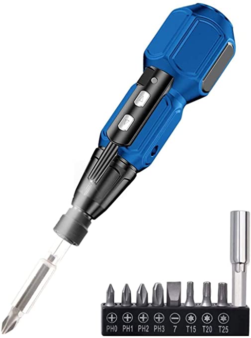 Buy Cordless 900mAh Rechargeable Screwdriver with Dual Heads Bit, Extension Rod, 8 Bits, and USB Cable, 4N.m Electric Torque, LED Light, Forward and Reverse Rotate 