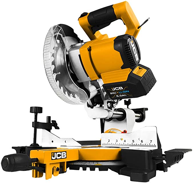 Buy JCB Tools - 20V Cordless Brushless Miter Chop Saw Power Tool - Laser Light - For Straight Crosscuts, Bevelled Cuts, Angled Cuts, Floor Boards and Laminate, Wood And Woodworking 