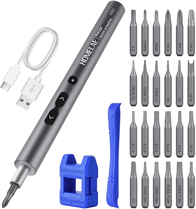 Buy Homelae Electric Precision Screwdriver Set, HL110, 28 in 1 Magnetic Cordless Rechargeable Repair Tool Kit with Case for Repairing Smartphone Macbook IPAD Electronics Watches Eyeglasses Camera 