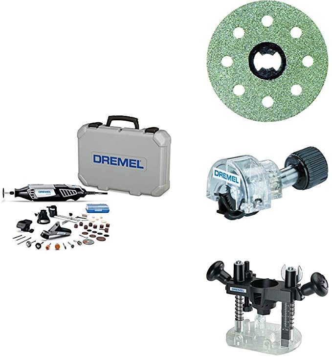 Buy Dremel Variable Speed Rotary Tool Kit - Engraver, Polisher, and Sander Attachment, as well as Plunge Router Attachment with Diamond Wheel and Mini Saw Attachment 