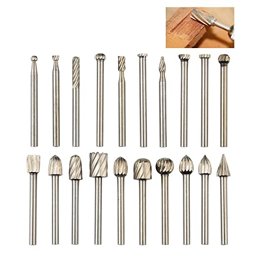 Buy QLOUNI 20-piece Rotary Bit Burrs Set HSS Tungsten Carbide Wood Milling Burrs with 1/8