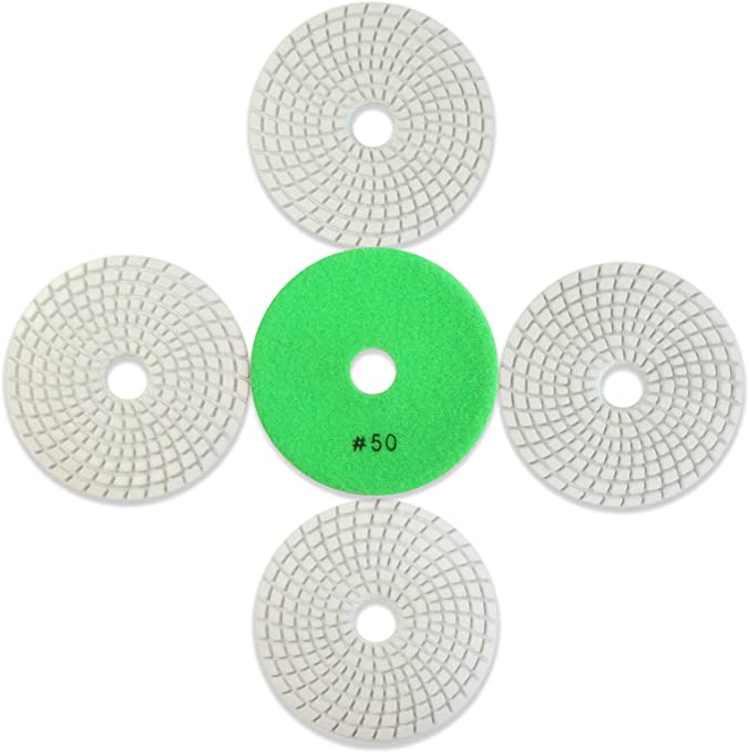 Buy Diamond Polishing Pads 50 Grit, Timeriver Marble Polishing Pad Can Be Wet, Dry Polishing, Strong Adhesion, Tile Polishing Pad For A Variety of Variable Speed Polishing Machines, Angle Grinders - 5 pcs. 