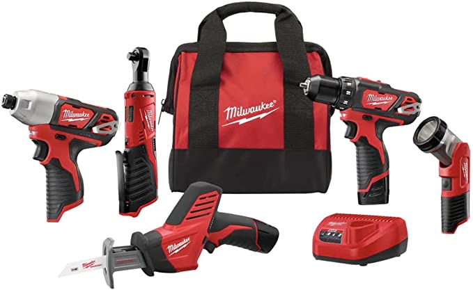 Buy Milwaukee M12 12-Volt Lithium-Ion Cordless 5-Tool Combo Kit with Two 1.5 Ah Batteries, Charger, and Tool Bag 