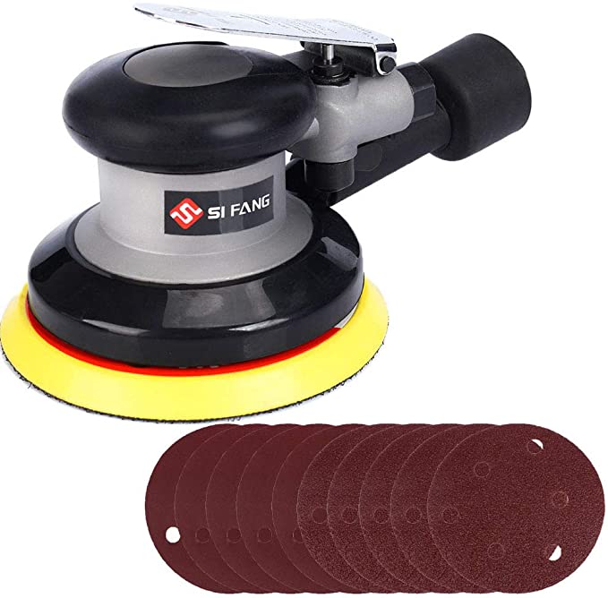 Buy 5inch Air Random Orbital Sander Self-Generated Vacuum Dual Action Sander with 10pcs Vacuum Sanding Discs Pads for Polishing and Waxing Automotive 