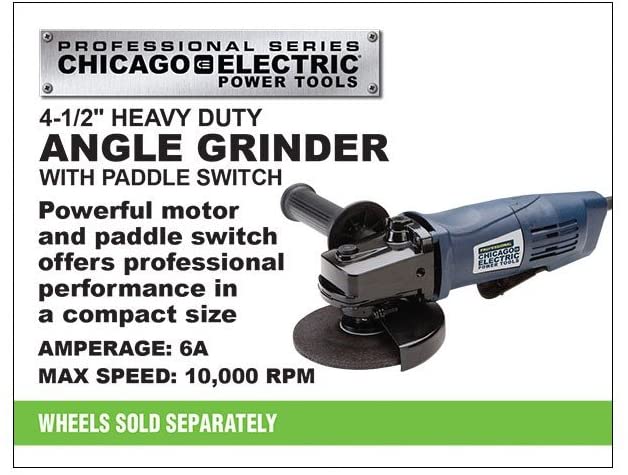 Buy Professional 4-1/2 Angle Grinder with Paddle Switch by Chicago Electric Power Tools 