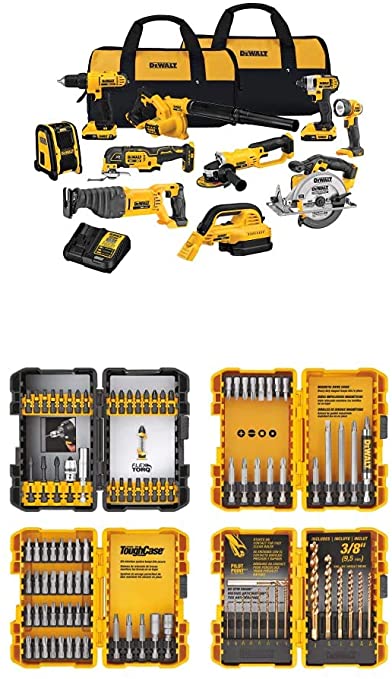 Buy DEWALT DCK1020D2 20V Combo Kit with 100-Piece DEWALT DWA2FTS100 Screwdriving and Drilling Set 