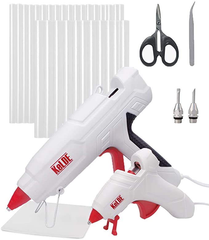 Buy KeLDE 100W Full Size Heavy Duty Glue Gun, Bonus 10 Watts Mini Glue Gun, 2 Extra Fine Tips, 50 Glue Sticks for DIY, Craft Projects & Repair, 57-Piece Hot Glue Gun Kit 