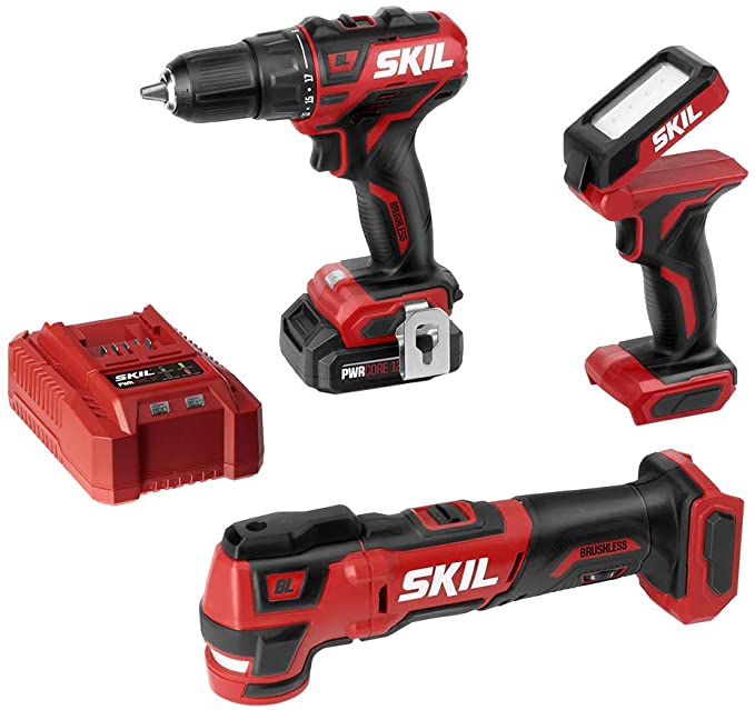 Buy PWRCore 12 Brushless 12V 1/2 Inch Cordless Drill Driver, Oscillating MultiTool, and Area Light, with 2.0Ah Lithium Battery and Standard Charger - CB738701 