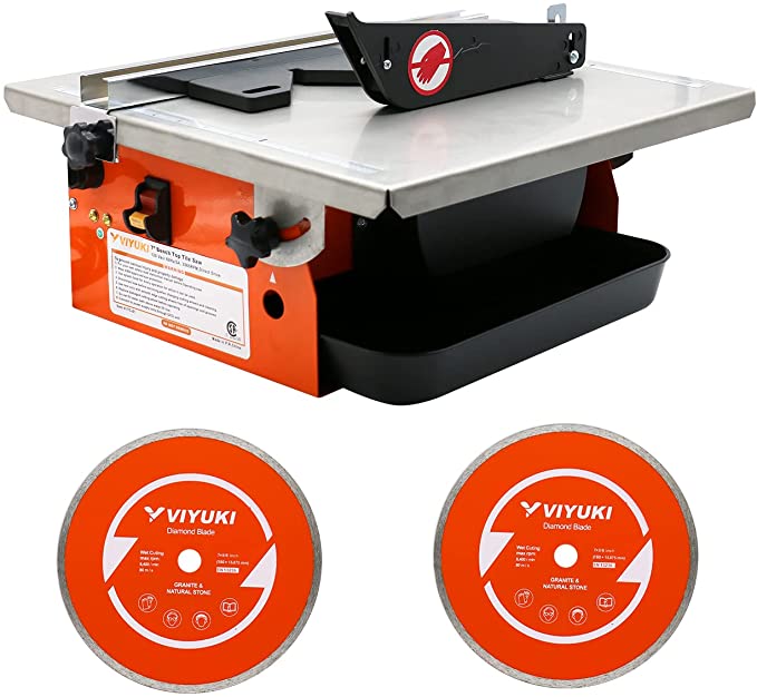 Buy Tile Cutter Saw VIYUKI 7-Inch Wet Tile Saw Portable Wet Cutting Porcelain Tile Cutter Table Saw 