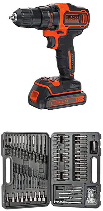 Buy BLACK+DECKER BDA91109 Combination Accessory Set, 109-Piece and BLACK+DECKER 20V MAX Cordless Drill/Driver Variable Speed (BDCDD220C) 