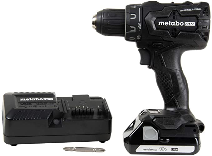 Buy Metabo HPT DS18DBFL2QB 18V Cordless Driver Drill with 1.5 Ah Lithium Ion Battery, LED Light, Brushless, Lifetime Tool Warranty, and Black Design 