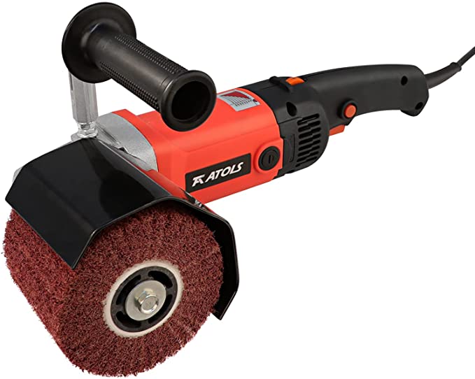 Buy ATOLS 1400W Burnishing Polishing Machine,Handheld Wire Drawing Machine Electric Sander Polisher for Metal Wood Stainless Steel Polishing with One Wheel, Eight Variable Speeds, Lock Switch, Auxiliary Handle 