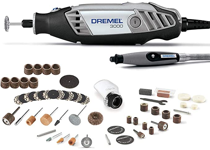 Buy Dremel 3000-2/25 Rotary Tool Kit with Flex Shaft, Shield Attachment, and 686-01 Sanding/Grinding Accessory Set – Ideal for Cosplayers Creating and Customizing Cosplay Costumes and Prop Making 