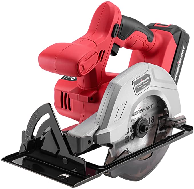 Buy PowerSmart Cordless Circular Saw, 20V 5-1/2 Inch Circular Saw with 1.5Ah Battery and 1 Hour Fast Charger, 3800RPM, Max Cutting Depth 1-7/16