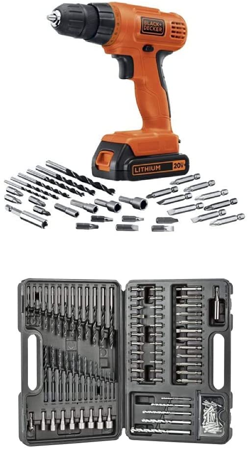 Buy BLACK+DECKER LD120VA 20-Volt Max Lithium Drill/Driver with 30 Accessories - Orange with BLACK+DECKER BDA91109 109-Piece Combination Accessory Set 