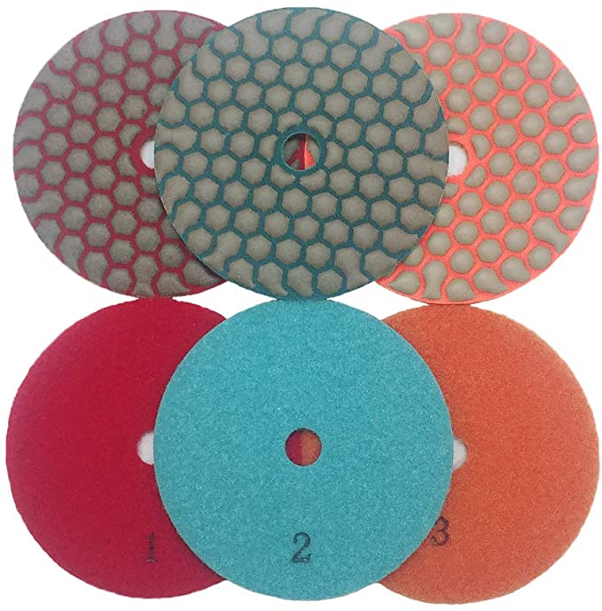 Buy WEIERSHENG Diamond Dry Polishing Pads 4 Inch 3-Step Polishing Pad for Marble, Concrete, and Granite Diamond Tools 3 piece set (4 INCH)  