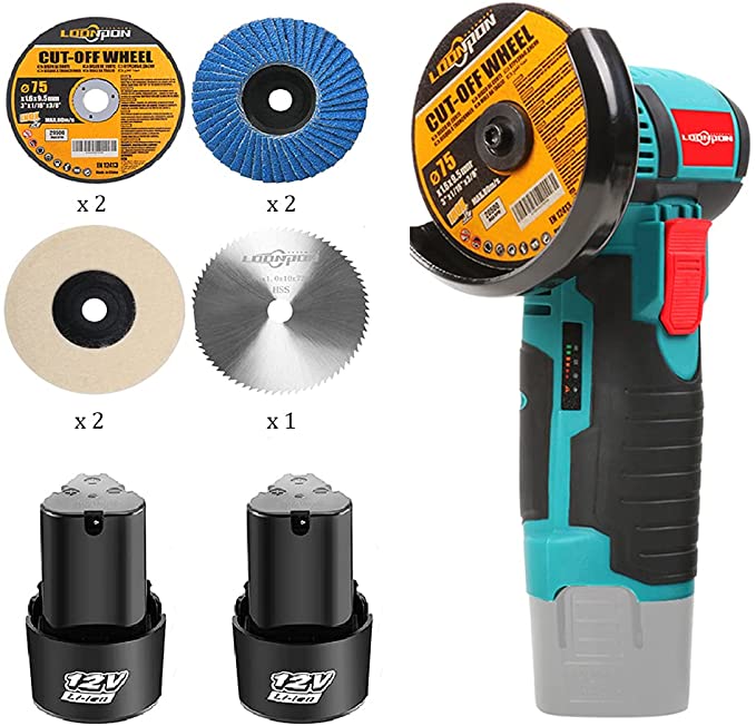 Buy Mini Angle Grinder,12V Cordless Metal Cutter Machine,Cutting with Two Batteries 