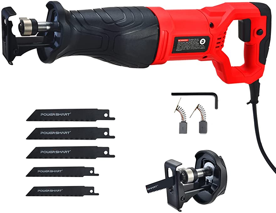 Buy Electric Hand Saw Sawzall 2800 SPM, Cut Wood And Metals Easily, 5 Blades Included, PowerSmart Reciprocating Saw corded, 7.5 Amp Variable Speed Corded Reciprocating Saws All Corded 