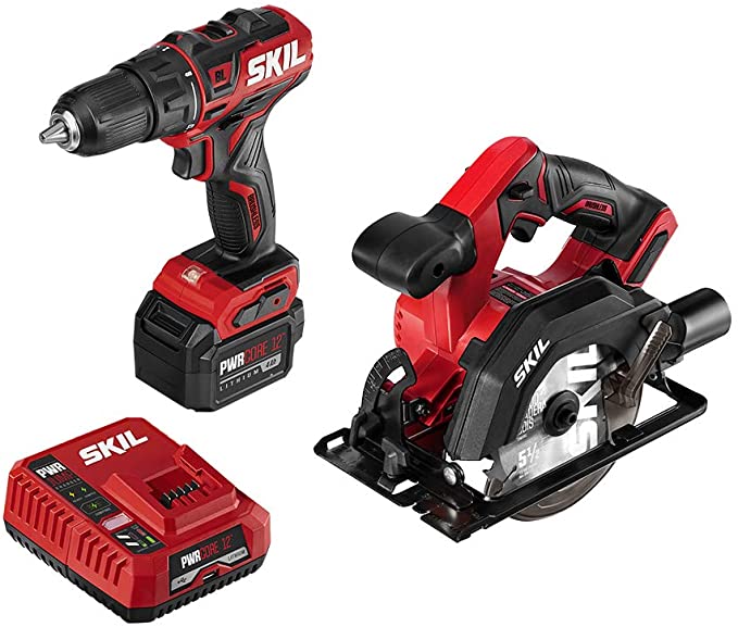 Buy PWRCore 12 Brushless 12V 1/2 Inch Cordless Drill Driver and 5-1/2 Inch Brushless Circular Saw with 4.0Ah Lithium Battery and PWRJump Charger - CB742701 SKIL 2-Tool Kit 