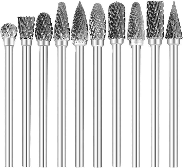 Buy COMOWARE Rotary Burr Set 10pcs 1/8 Tungsten Carbide Rotary File Solid Carbide Rotary Burr Set Drill Grinding Cutter Tools Bits Set, for DIY Carving, Metal Polishing, Engraving, Drilling 