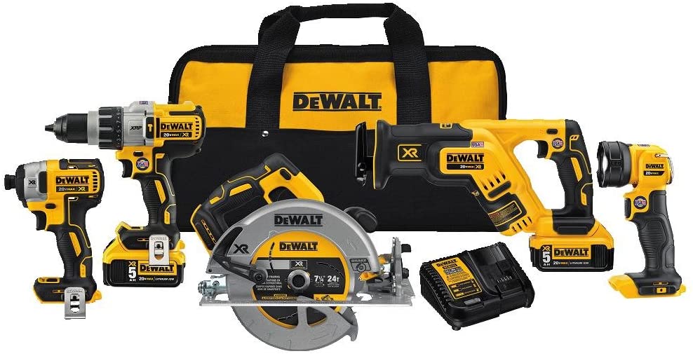 Buy Brushless DEWALT 20V MAX* XR Cordless Drill Combo Kit, 5-Tool (DCK594P2)  