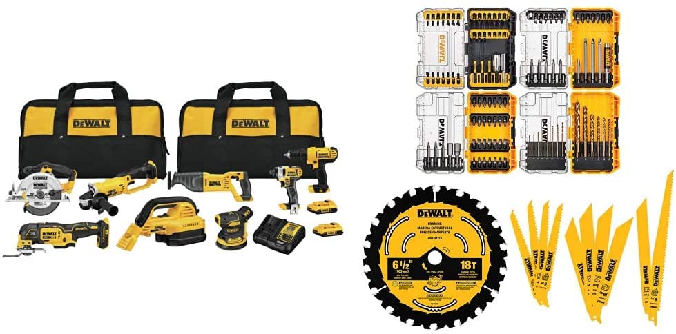 Buy DEWALT 20V MAX Cordless Drill/Driver Combo Kit, 8-Tool with 111-Piece MASTER SET (DCK883D2 & DWA123AMQ4)  