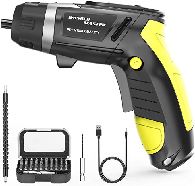 Buy WONDER MASTER Cordless Screwdriver, 4.8V Rechargeable Electric Screwdriver with Screw Bits Set the power screw gun