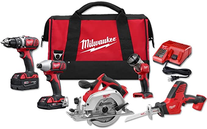 Buy Milwaukee 2695-25CX M18 Lithium-Ion Cordless 5-Tool Combo Kit, 18-Volt 