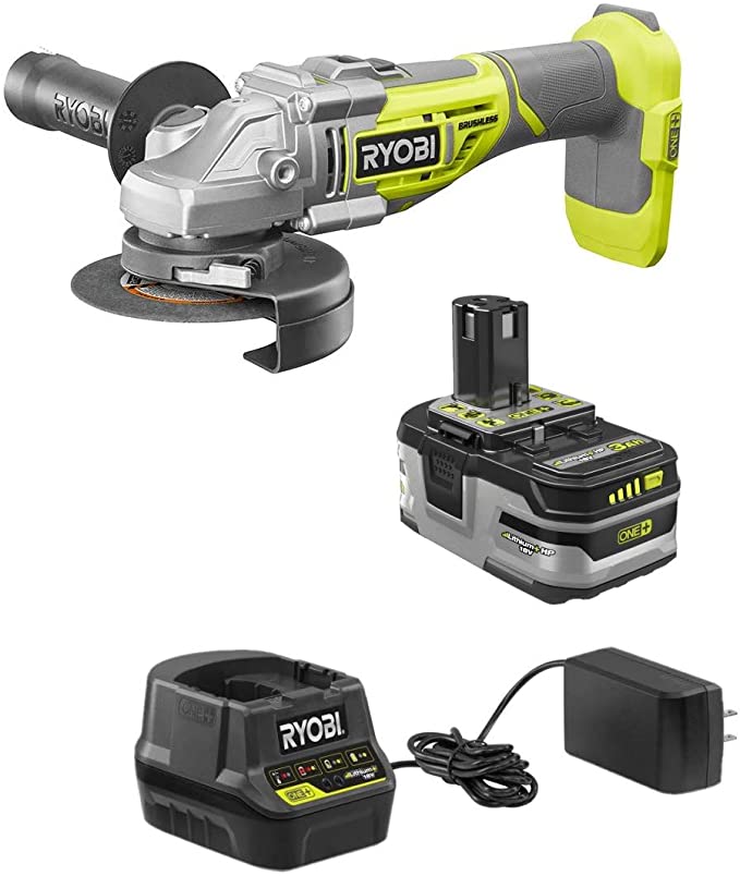 Buy 18-Volt Brushless 4-1/2 in. Cut-Off Tool/Angle Grinder Kit with Battery and Charger, RYOBI (Non-Retail Packaging, Bulk Packaged)  