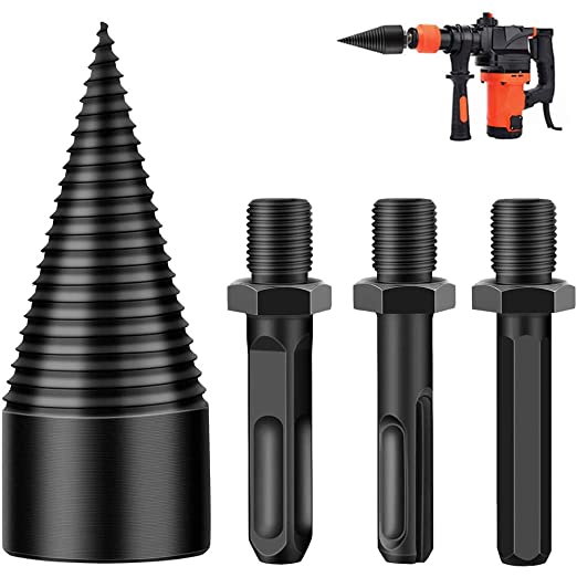 Buy 3pcs Firewood Log Splitter Drill Bits, Wood Splitter Drill Bits, Heavy Duty Drill Screw Cone Driver for Hand Drill Stick-hex+Square+Round (32mm)  