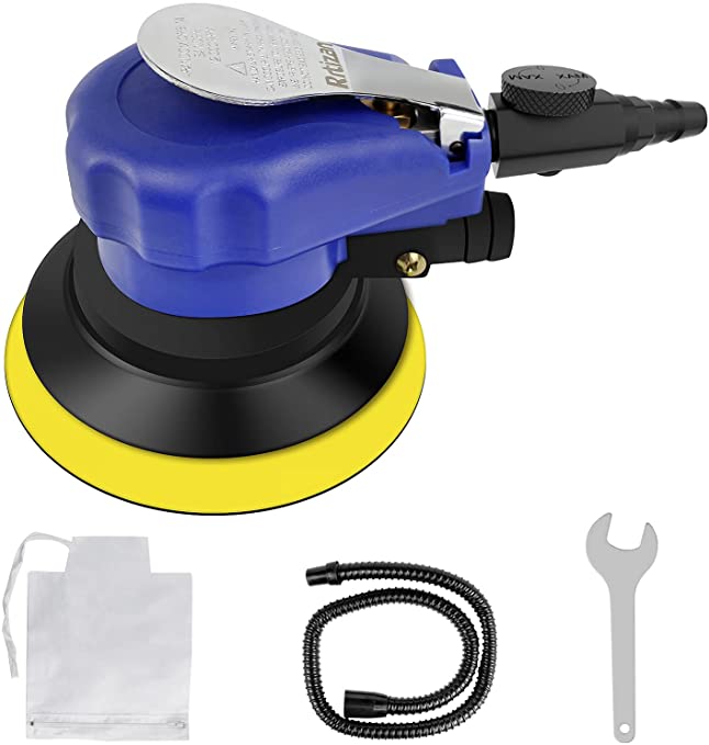 Buy Air Random Orbital Sander, Pneumatic Palm Sander, 5-Inch Sander with Hose and Dust Bag, Metal, Wood Wax, Metal Products 