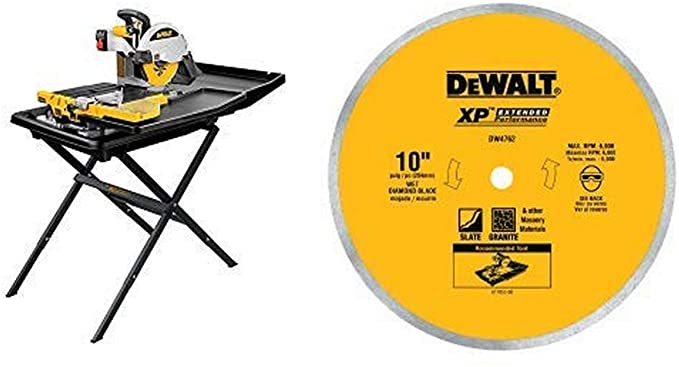 Buy DEWALT 10-Inch Wet Tile Saw with Stand (D24000S) + Porcelain/Tile Blade 