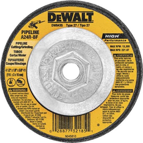 Buy DEWALT DW8435 Pipeline Cutting / Grinding Wheel, 4-1/2-Inch by 1/8-Inch by 5/8-Inch 