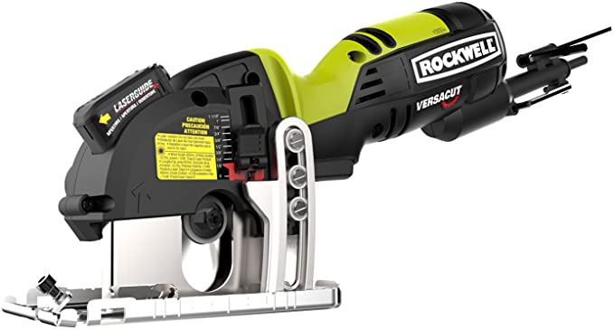 Buy RK3440K Rockwell Versacut 4.0 Amp Ultra-Compact Circular Saw with Laser Indicator and 3-Blade Kit with Carry Case 