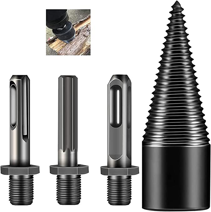 Buy 3pcs Removable Firewood Log Splitter Drill Bit Heavy Duty Drill Screw Cone Driver Firewood Kindling Splitter Screw for Household Electric Drill, Flantor Splitting Wood Cone Drill Bit (32mm)  