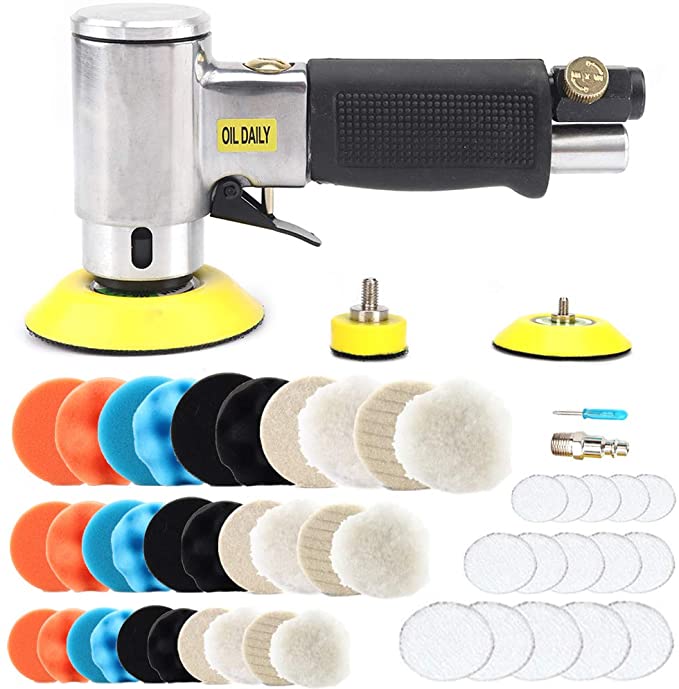 Buy BAINUO 1/2/3 Inch Mini Air Angle Sander Air Random Orbital Palm Sander Grinder for Auto Body Work, High Speed Air Powered Sanders and Polisher with 27 Polishing Pads, Buffing Pads, and 30 Sandpapers 