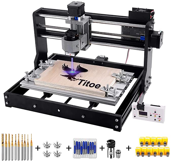 Buy 2 in 1 CNC 3018 Pro Engraver Machine,GRBL Control 3 Axis DIY Router Kit Plastic Acrylic PCB PVC Wood Carving Milling Engraving Machine with Offline Controller+ Router Bit 10PCS 