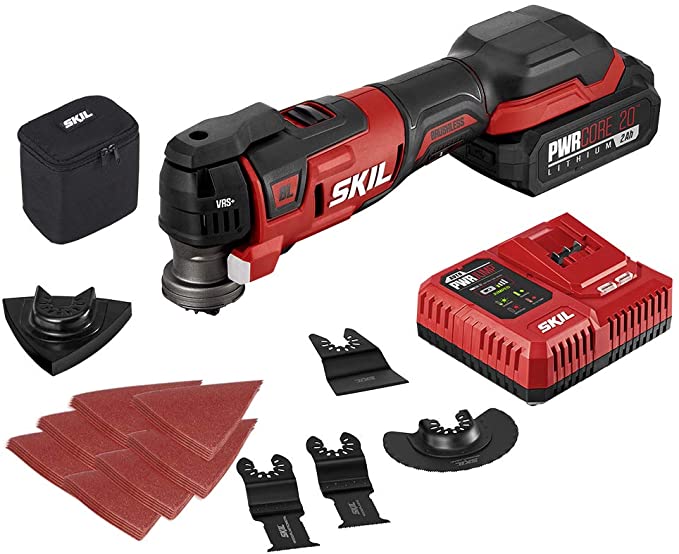 Buy PWRCore 20 Brushless 20V Oscillating Tool Kit with 35pcs Sanding Paper, 3 Blades, Sanding Pad, Rigid Scraper, Accessory Case, 2.0Ah Lithium Battery, and PWRJump Charger - OS5937-10 