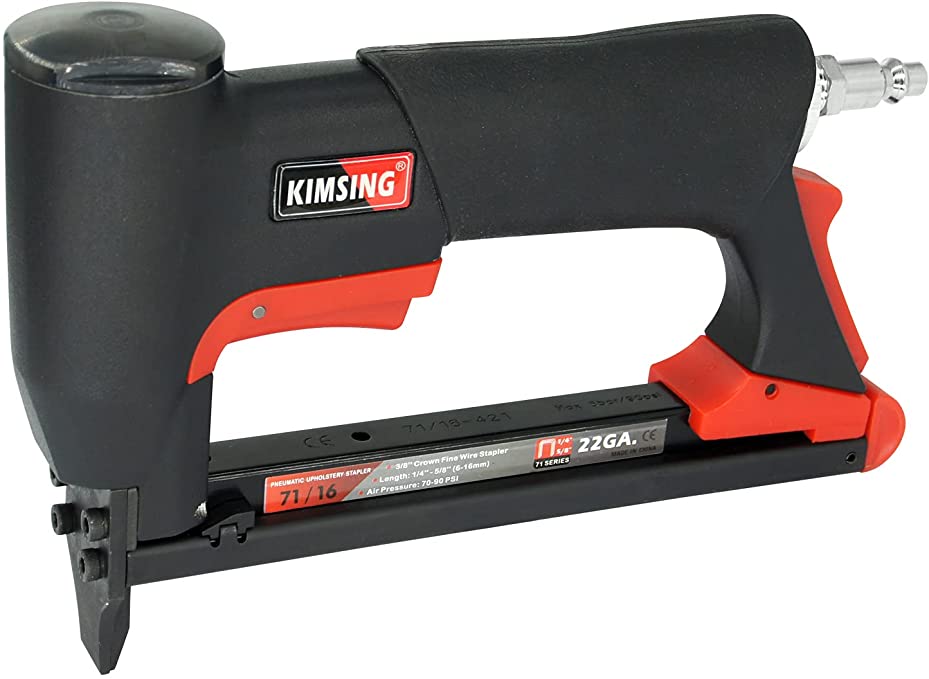 Buy KIMSING 71/16 Pneumatic Upholstery Stapler, 22 Gauge 71 Power Stapler, 3/8-Inch Crown, 1/4-5/8 Inch (6-16mm) Length Staples, Stapling Frabic, Recovering Seat 