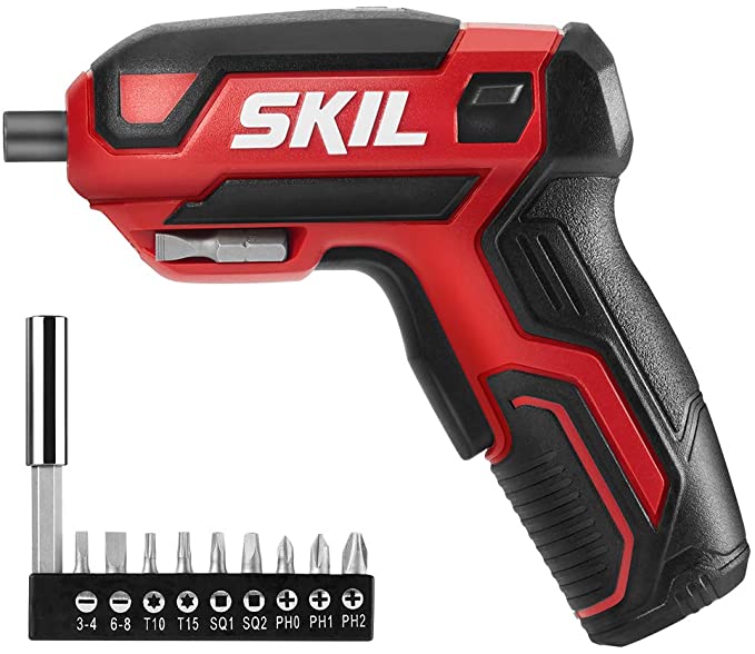 Buy SD561801 SKIL Rechargeable 4V Cordless Screwdriver with 9pc Bit, 1pc Bit Holder, and USB Charging Cable 